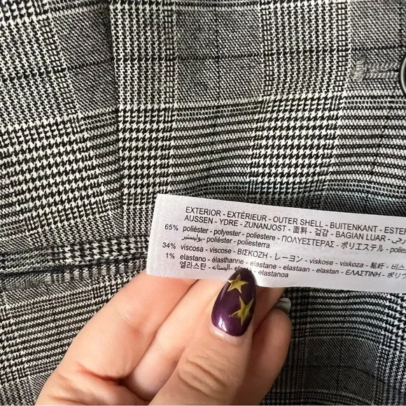ZARA Tailored Plaid Professional Blazer Jacket Size 2 Grey - Picture 8 of 8
